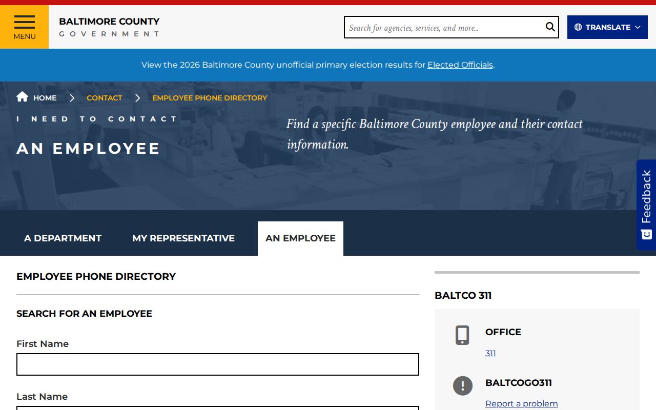 Catonsville people directories Baltimore County employee search