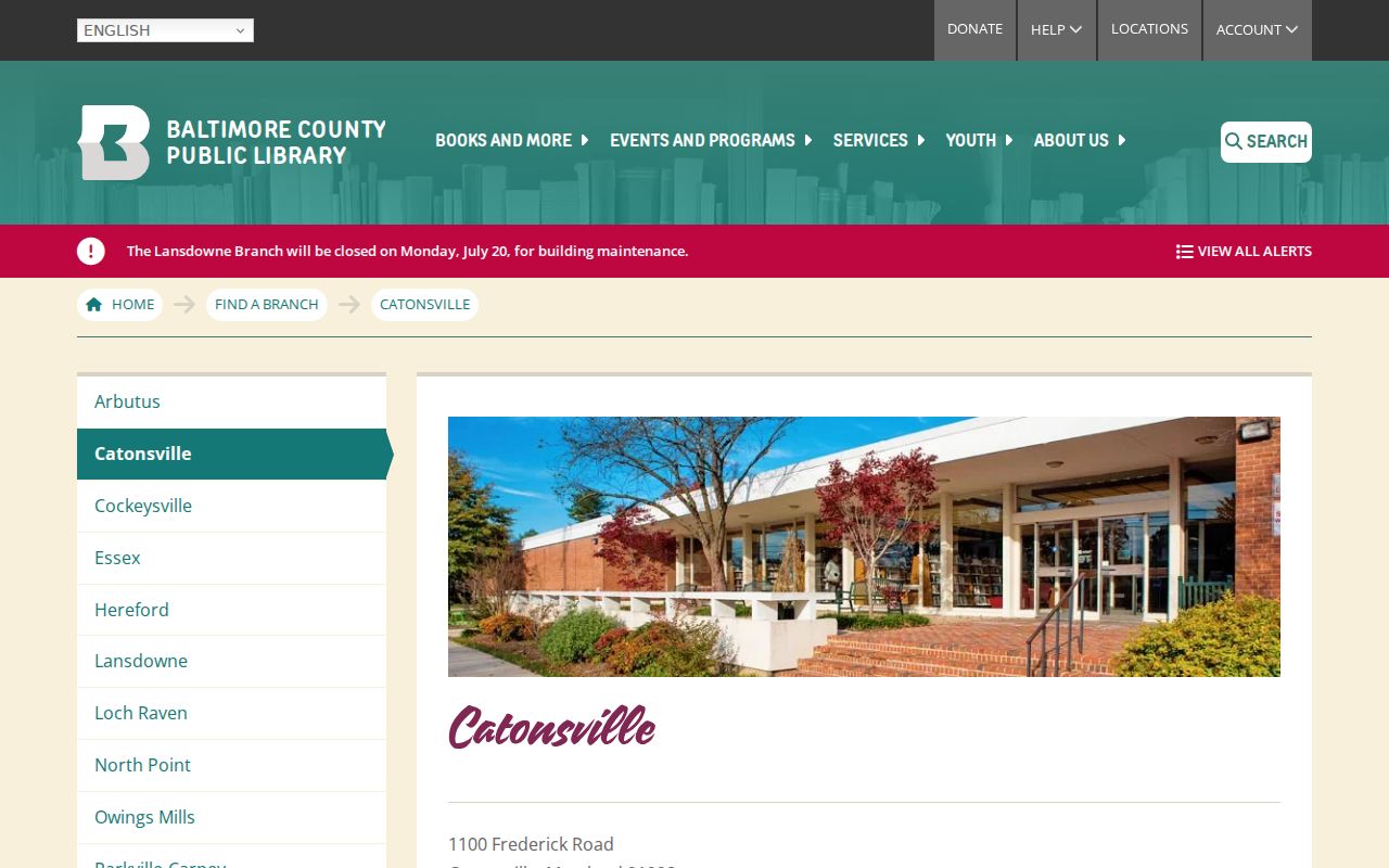 Catonsville people directories library Local History Collection