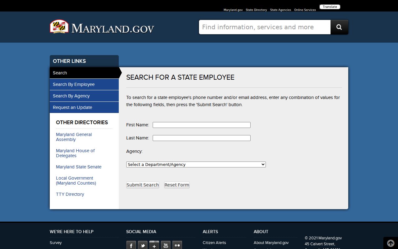 Catonsville people directories Maryland state employee phone book